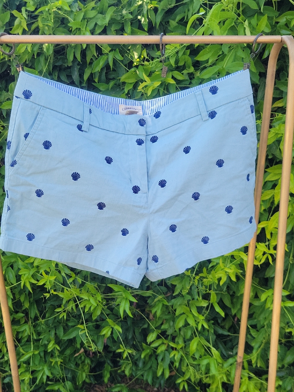 Light Blue Shorts With Embroidered Shells Sz 12